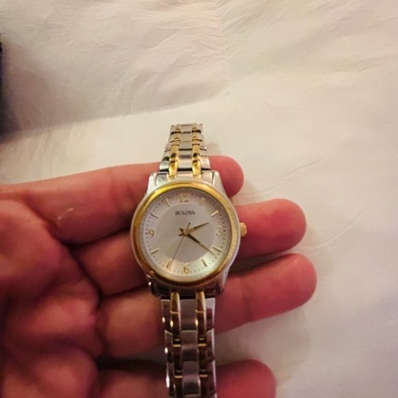 Bulova Gold and Silver Watch with White Dial main image 5